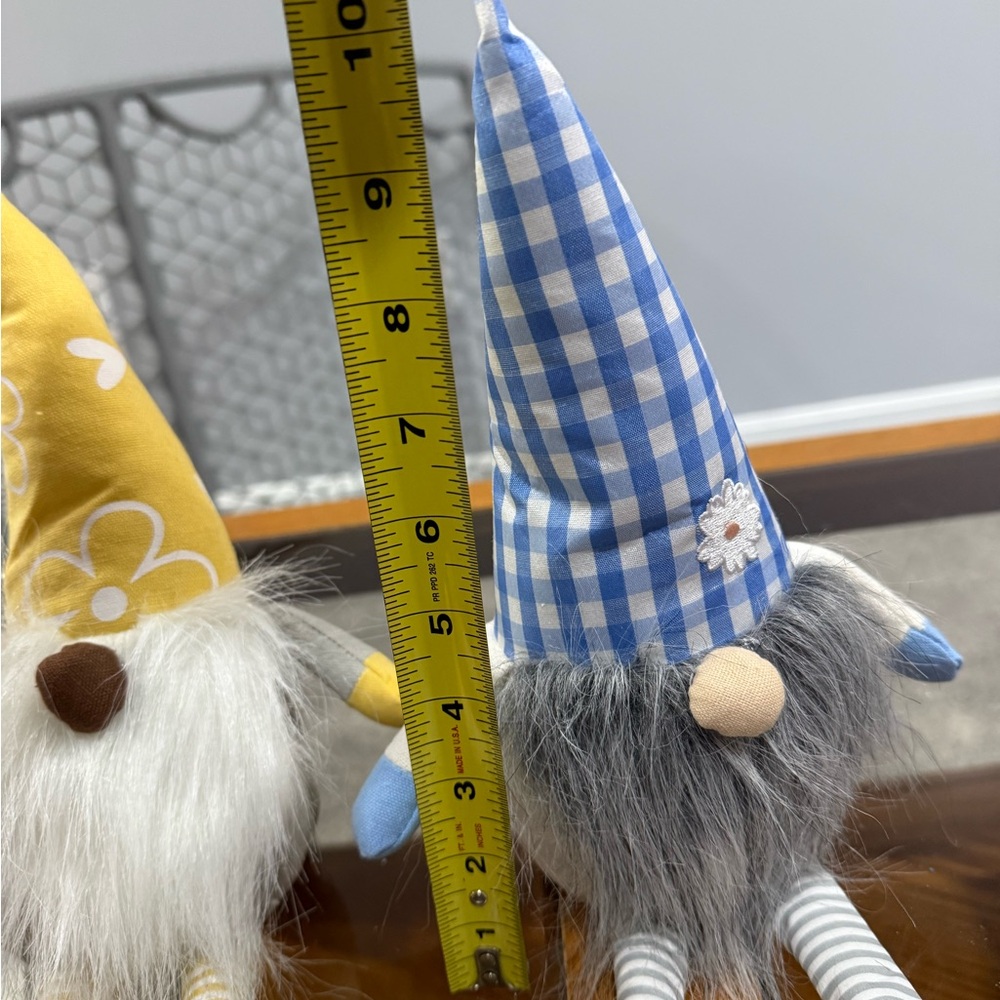Yellow and Blue Home Spring Plush 16” Weighted MINI Gnome Flower/plaid - Picture 7 of 11